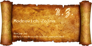 Modrovich Zolna névjegykártya